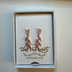 Chic Rose Gold Leaf Dangle Earrings - Bridesmaid Gift